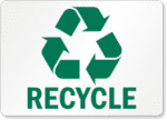 A green recycle symbol on top of the word " recycle ".