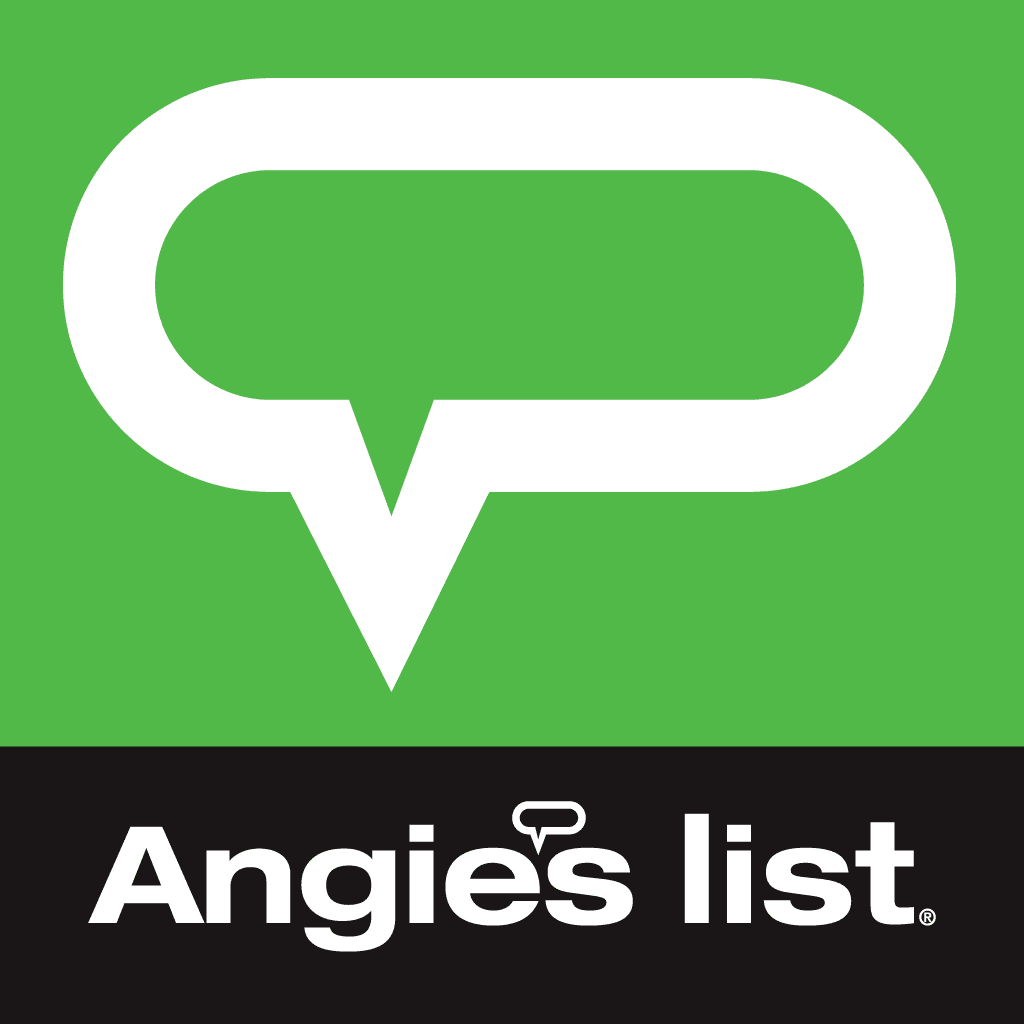 A green and white logo for angie 's list.