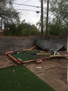 Shed completely collapsed ready for clean up and disposal