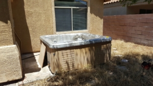 hot tub in back yard