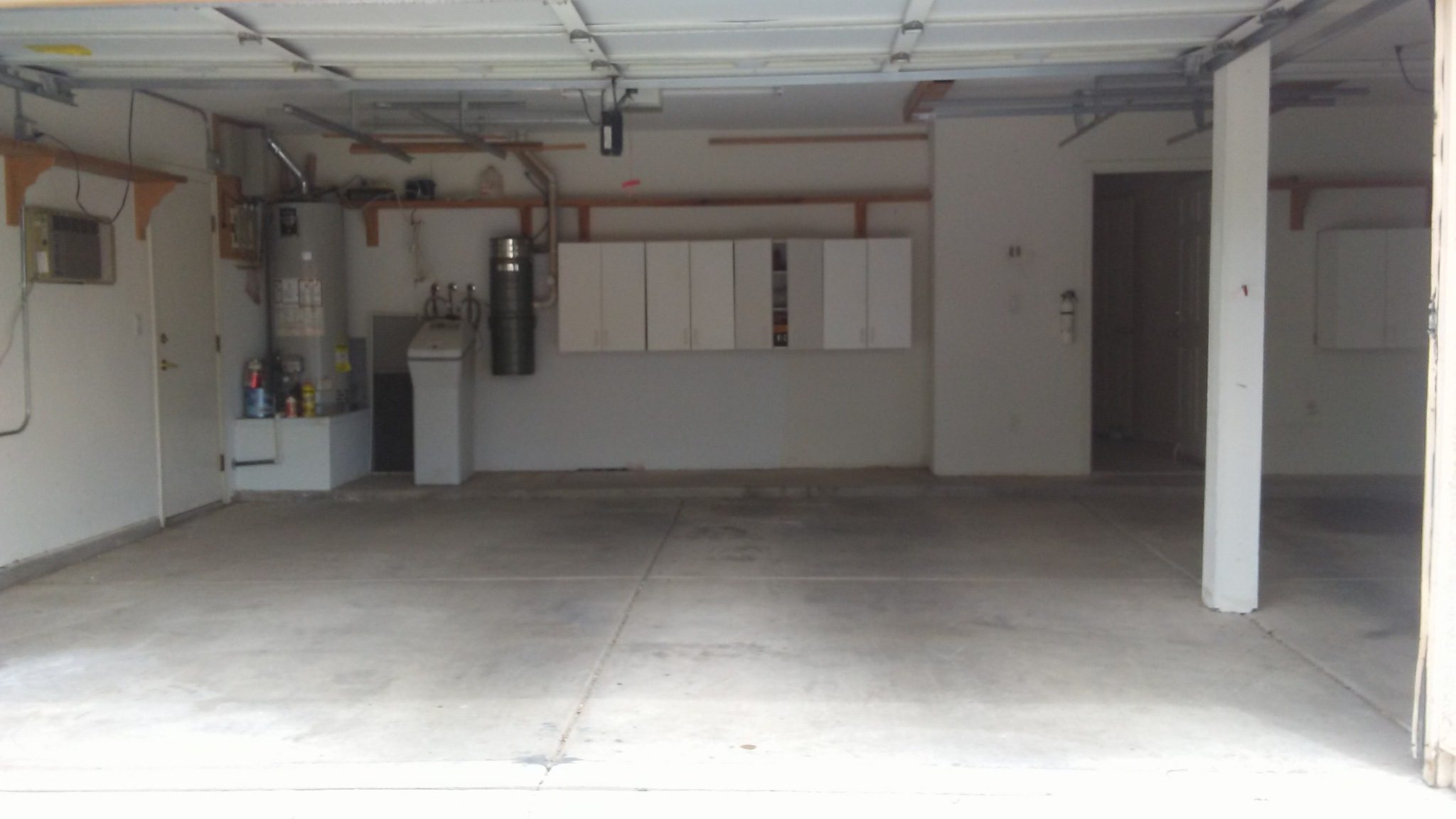A garage with no one in it is empty.