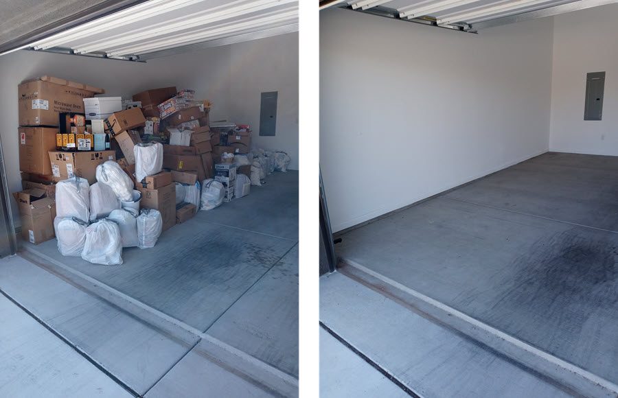 Garage cleanout in Tucson - before and after