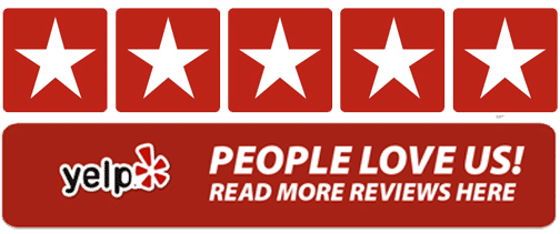 A red and white star with people looking for reviews